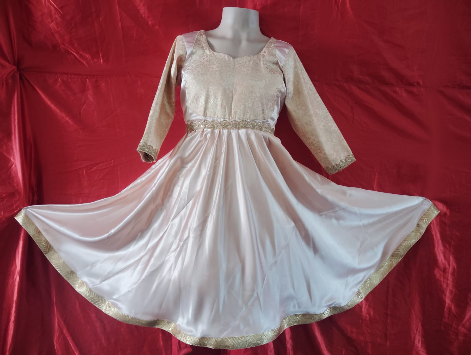 Anarkali — Peach & Gold - Costume rental at Chithira CreationZ Bangalore