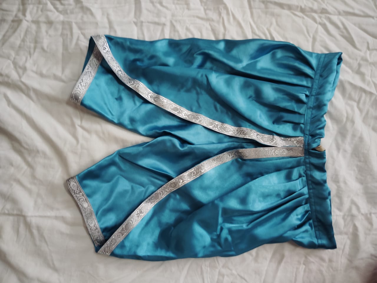 Dhoti — Sky Blue & Silver - Costume rental at Chithira CreationZ Bangalore