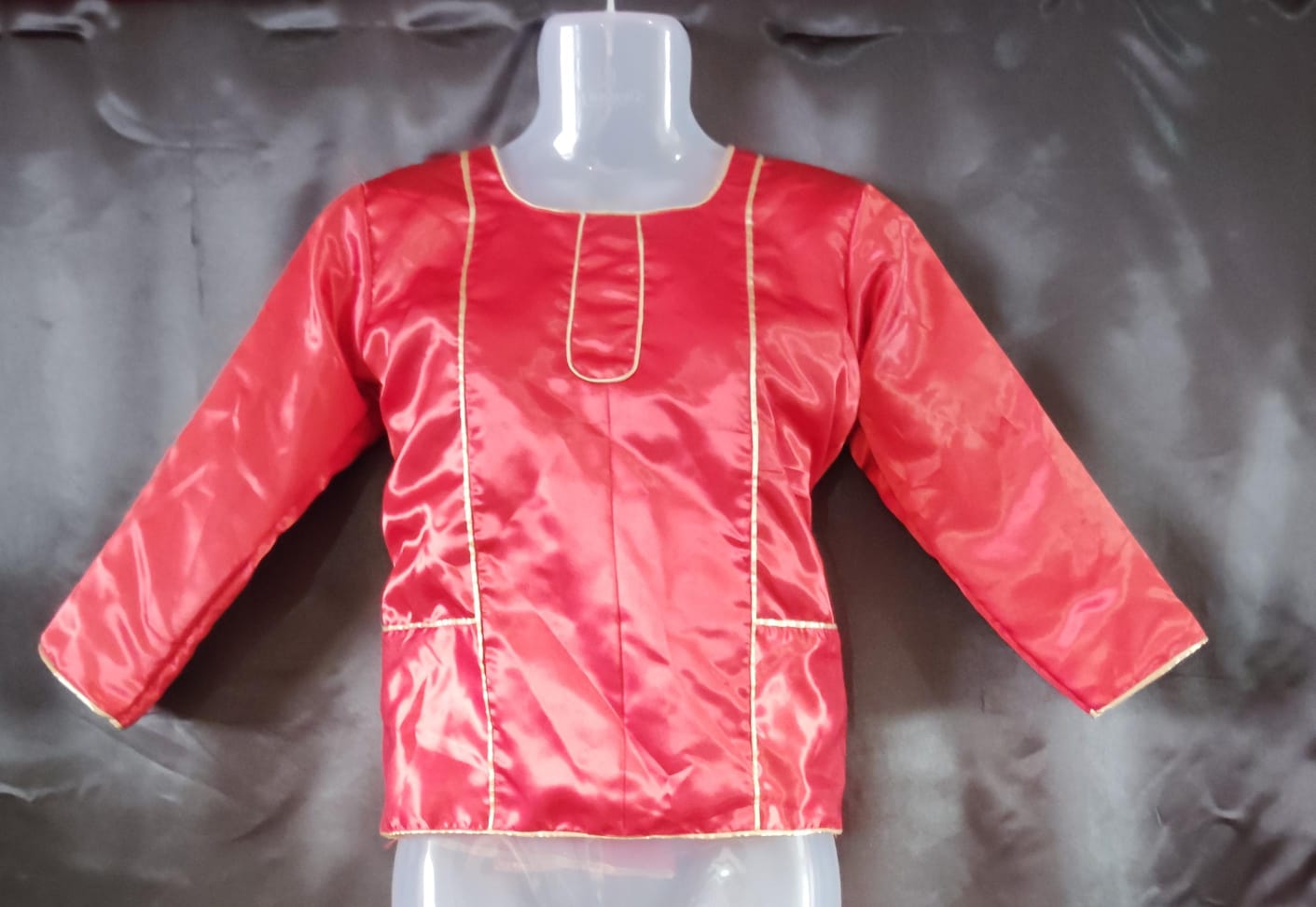 Oppana Top — Satin Red - Costume rental at Chithira CreationZ Bangalore
