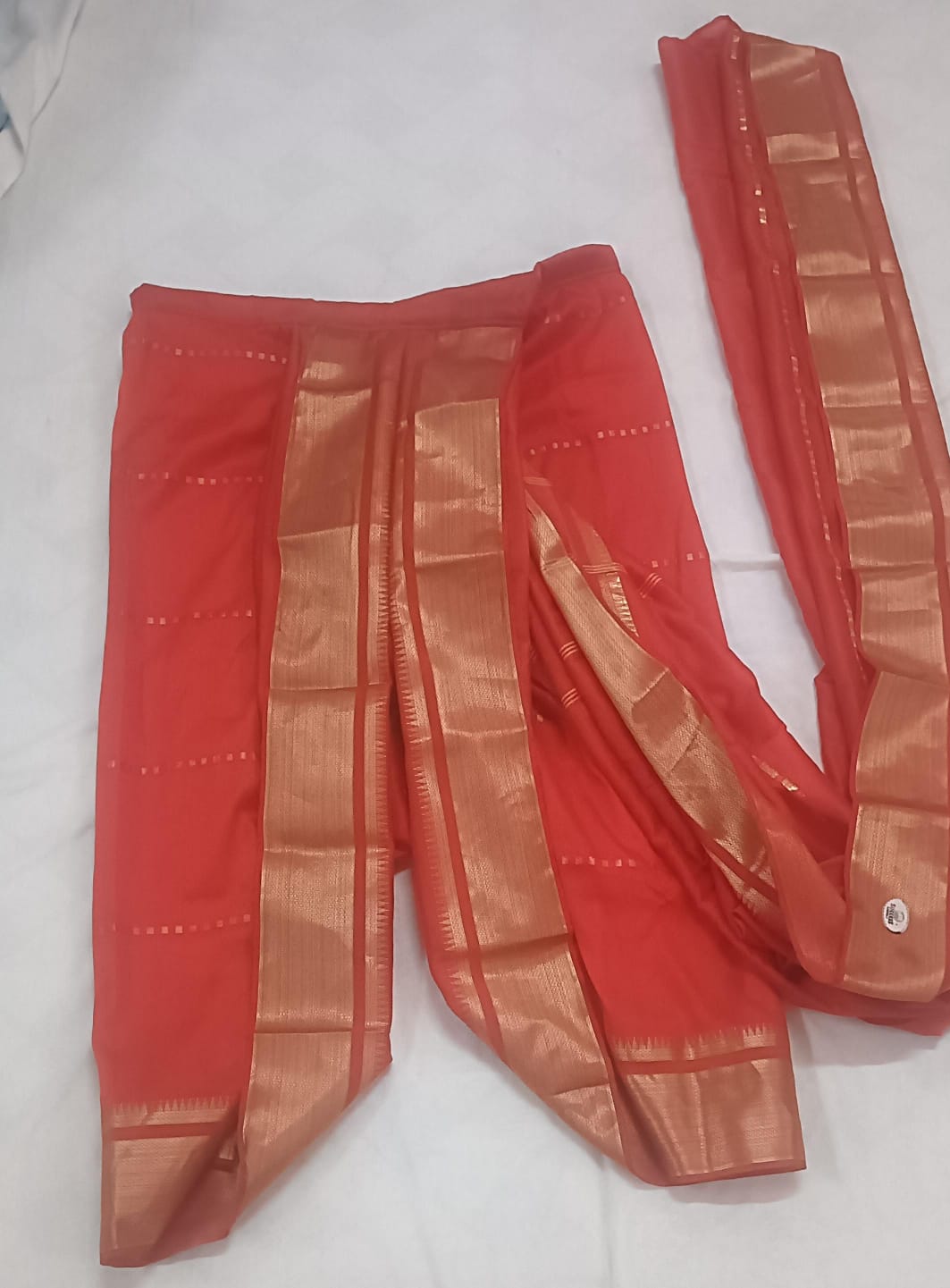 Saree — Red & Gold (Front) - Costume rental at Chithira CreationZ Bangalore